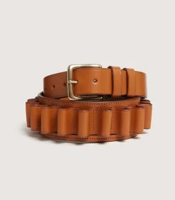 Gun Covers, Cartridge Bags & Belts|Purdey 12 Gauge Bridle Leather Cartridge Belt In Tan
