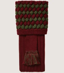 Socks & Gloves|Socks & Gloves|Purdey Bobble Top Socks With Garters In Audley Red