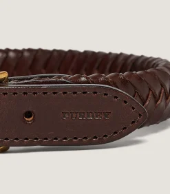 Dog & Falcon Accessories|Purdey Braided Leather Dog Collar in Dark Brown