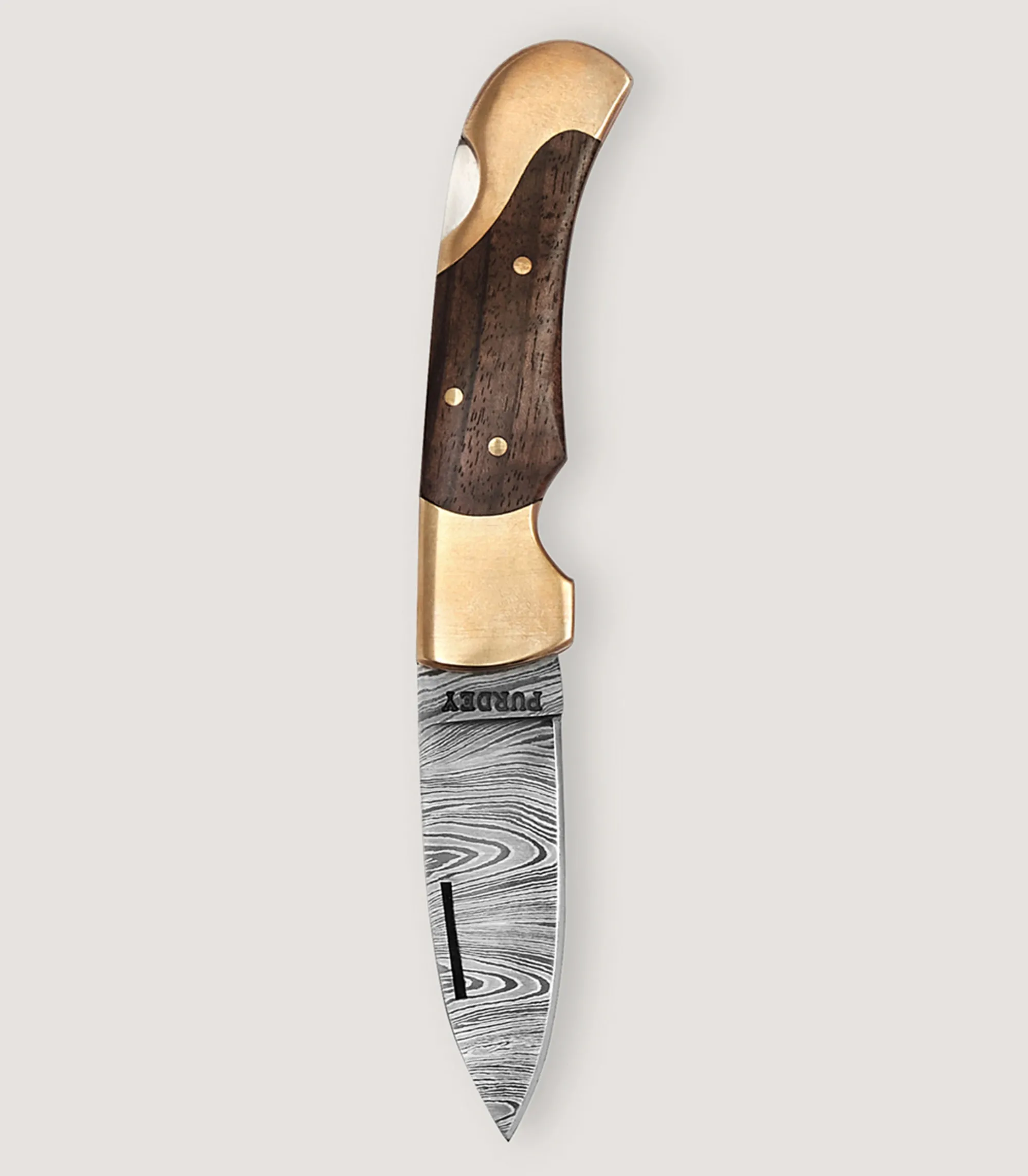 Knives|Purdey Damascus Folding Knife In Walnut