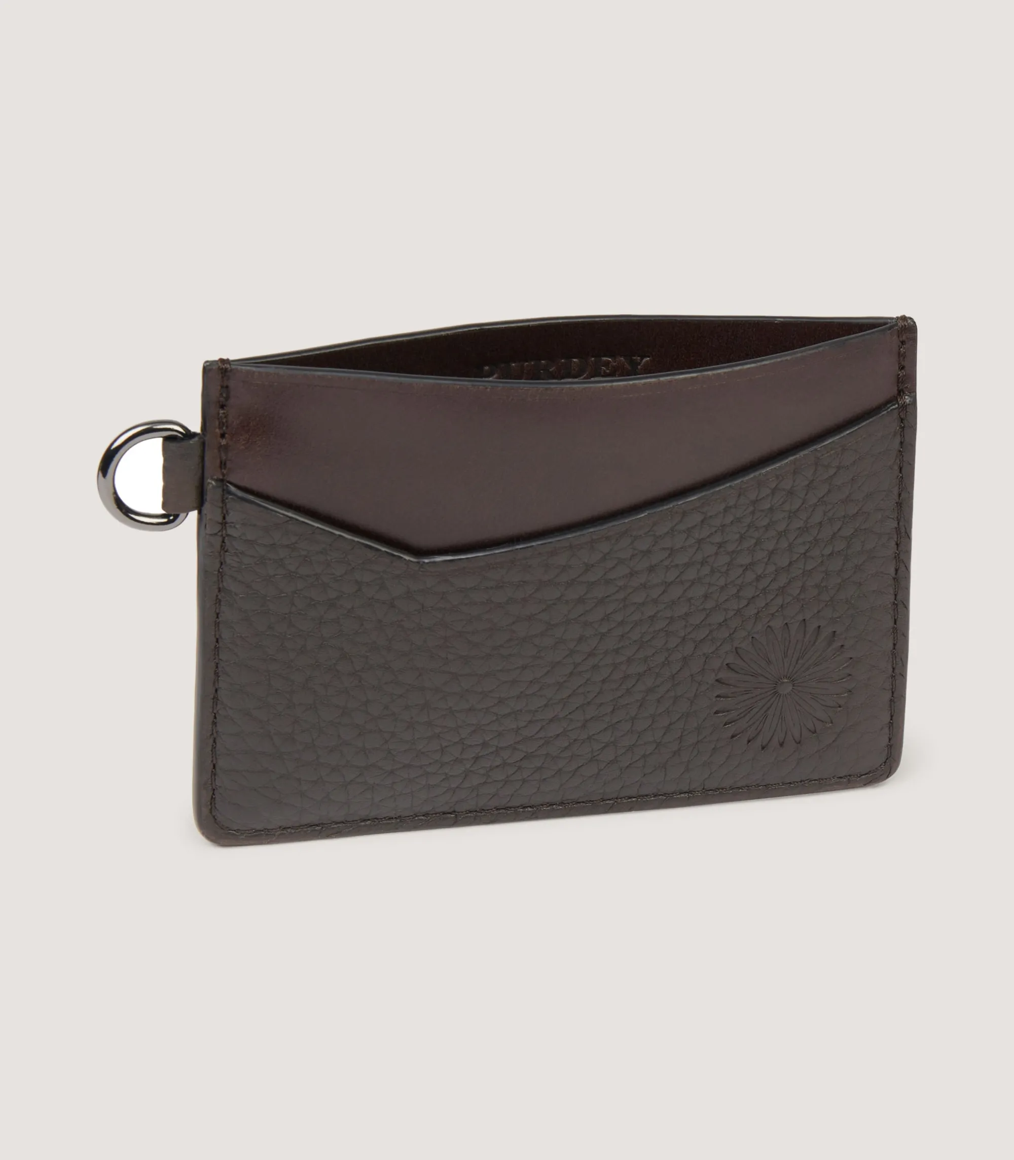 Leather Goods|Purdey Featherburst Card Holder With D Ring In Dark Brown