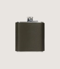 Flask & Drinks Accessories|Purdey Grain Leather Hip Flask In Olive Green