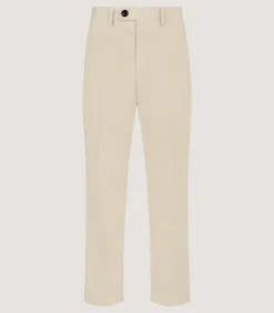 Trousers & Breeks|Purdey Men's Brushed Cotton Twill Flat Front Trousers In Stone