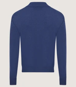 Shirts & Polos|Knitwear|Purdey Men's Cashmere Duke Polo in Canvas Blue