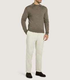 Shirts & Polos|Knitwear|Purdey Men's Cashmere Duke Polo in Taupe