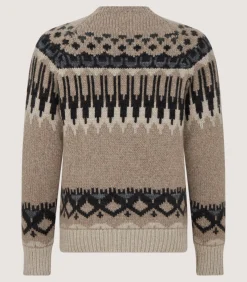 Knitwear|Purdey Men's Cashmere Fairisle Falcon Crew Neck Sweater