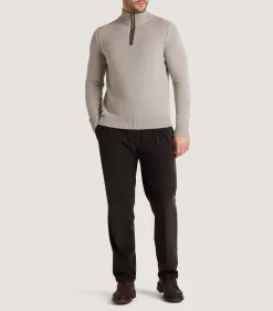 Knitwear|Purdey Men's Cashmere Quarter Zip Sweater in Pigeon