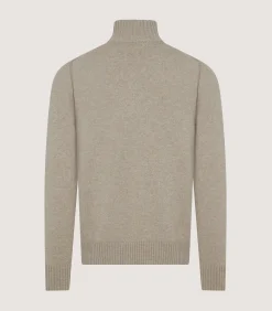 Knitwear|Purdey Men's Cashmere Quarter Zip Sweater in Pigeon