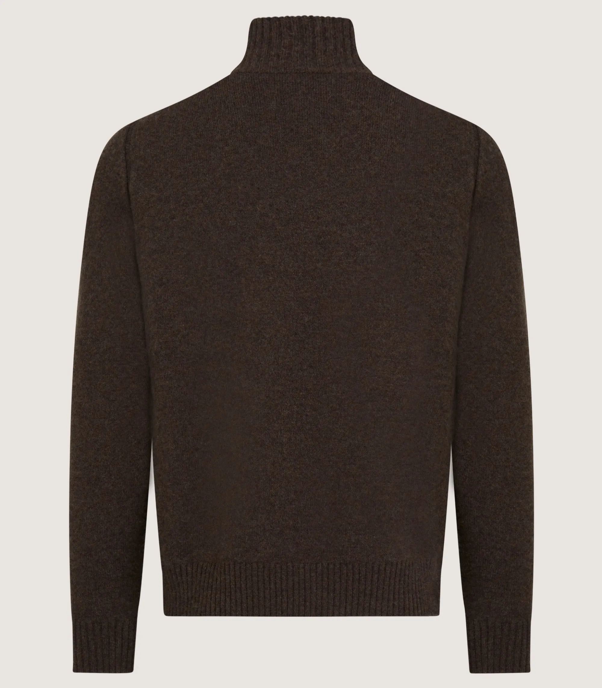 Knitwear|Purdey Men's Cashmere Quarter Zip Sweater in Walnut