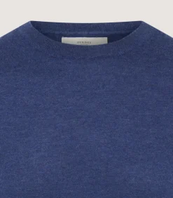 Knitwear|Purdey Men's Cashmere Seamless Crew Neck in Canvas Blue