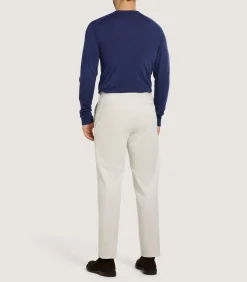 Knitwear|Purdey Men's Cashmere Seamless Crew Neck in Canvas Blue