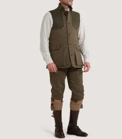 Sporting Vests & Gilets|Purdey Men's Cashmere Tweed High Collar Sporting Vest in Langshaw