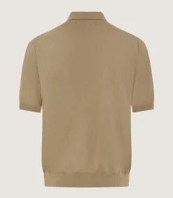 Shirts & Polos|Knitwear|Purdey Men's Cotton Cashmere Fine Gauge Short Sleeve Polo in Twine