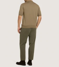 Shirts & Polos|Knitwear|Purdey Men's Cotton Cashmere Fine Gauge Short Sleeve Polo in Twine