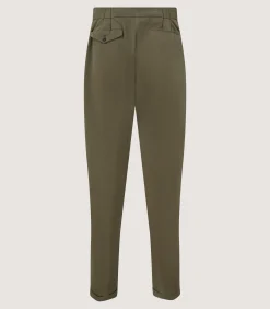 Trousers & Breeks|Purdey Men's Dark Olive Cotton Dart Front Trousers