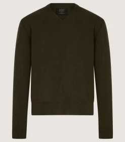 Knitwear|Purdey Men's Ensay British Outdoor V Neck Jumper in Loden