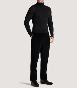 Knitwear|Purdey Men's Extra Fine Worsted Cashmere Seamless Turtleneck In Black