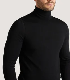 Knitwear|Purdey Men's Extra Fine Worsted Cashmere Seamless Turtleneck In Black