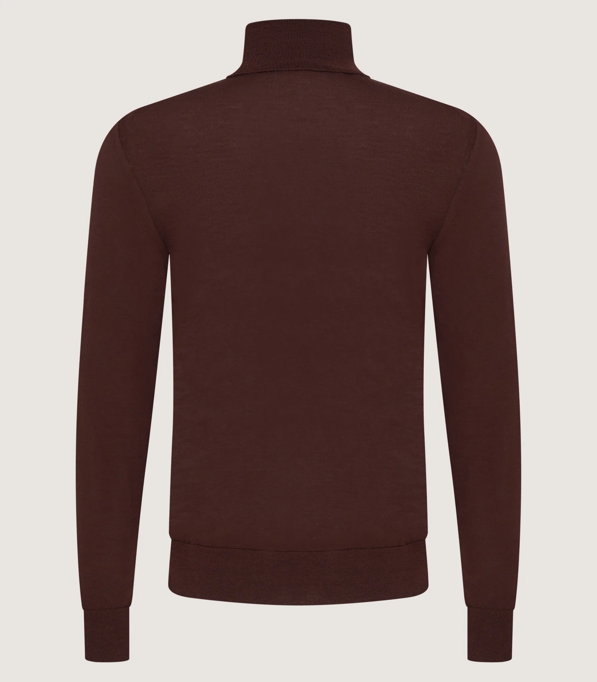 Knitwear|Purdey Men's Extra Fine Worsted Cashmere Seamless Turtleneck In Dark Umber
