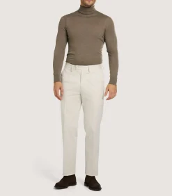 Knitwear|Purdey Men's Extra Fine Worsted Cashmere Seamless Turtleneck In Taupe