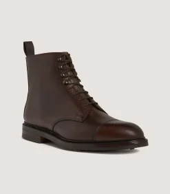 Footwear|Purdey Men's Grain Leather Boot In Dark Brown