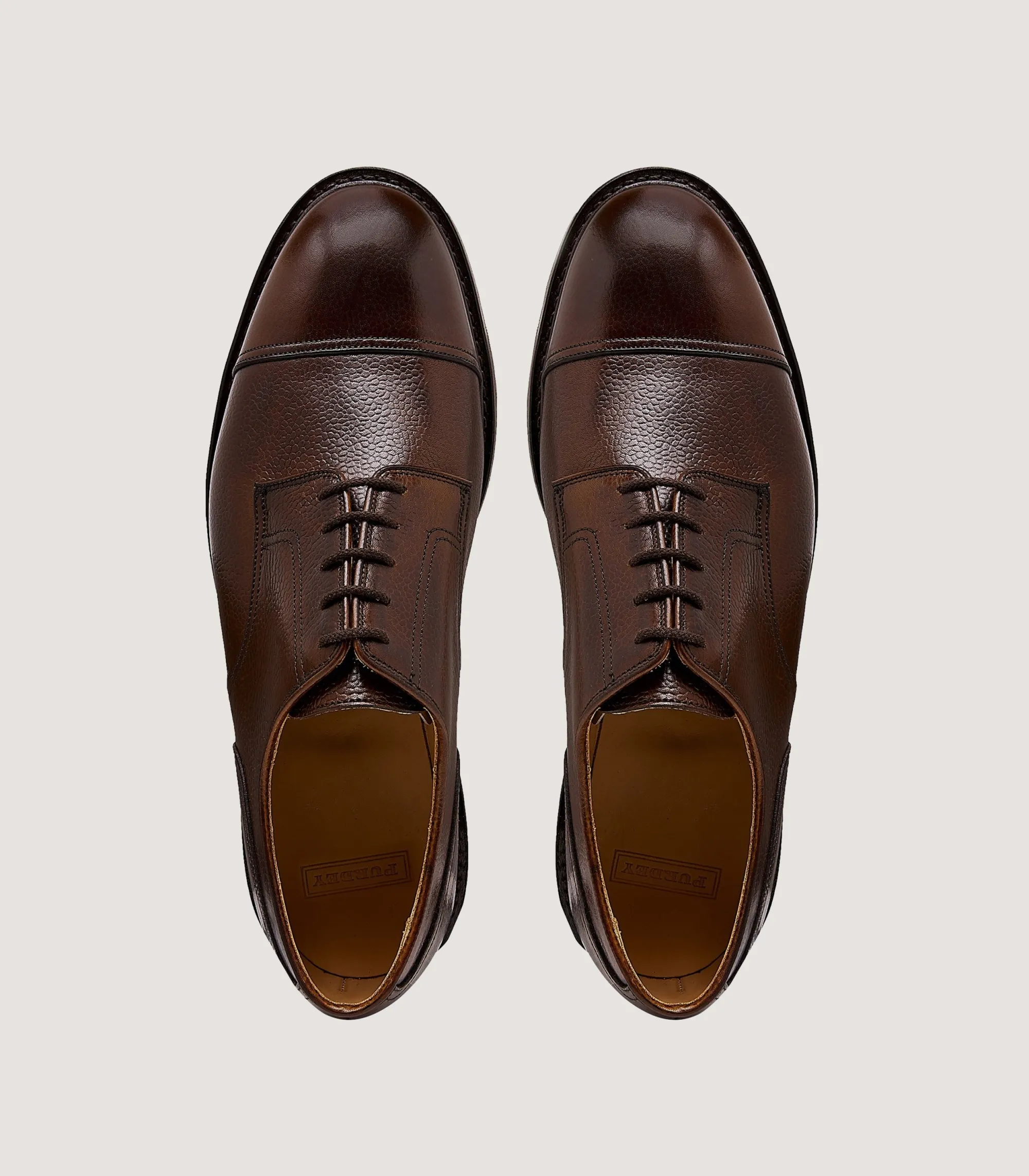 Footwear|Purdey Men's Grain Leather Shoe In Dark Brown