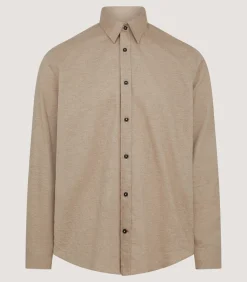 Shirts & Polos|Purdey Men's Herringbone Flannel Shirt in Pale Camel