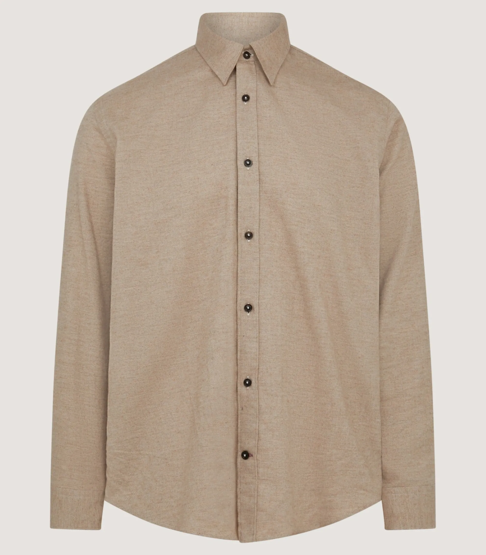 Shirts & Polos|Purdey Men's Herringbone Flannel Shirt in Pale Camel