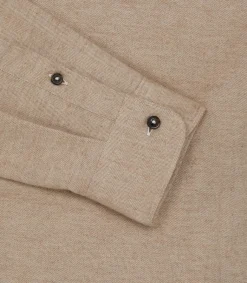 Shirts & Polos|Purdey Men's Herringbone Flannel Shirt in Pale Camel