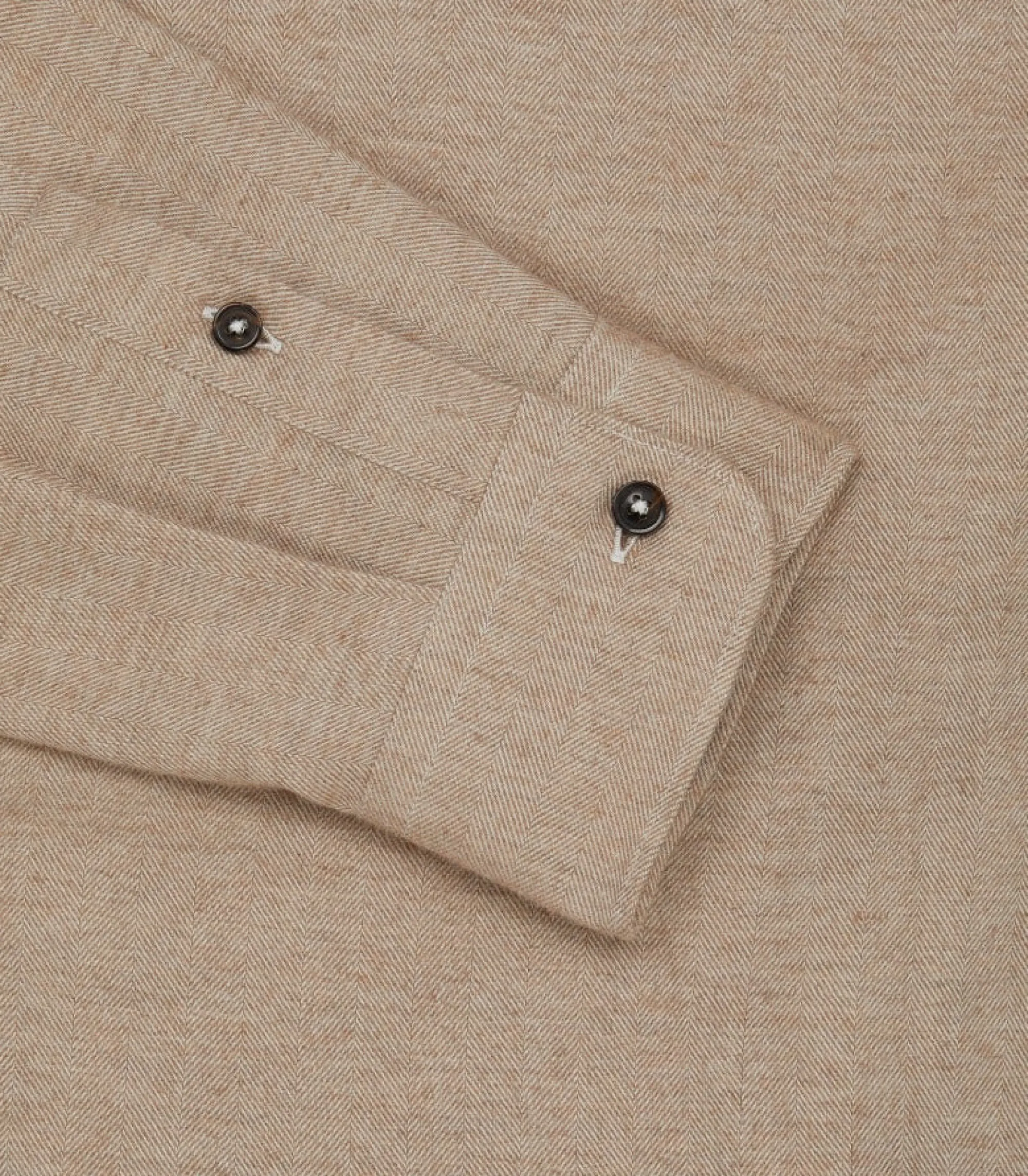 Shirts & Polos|Purdey Men's Herringbone Flannel Shirt in Pale Camel