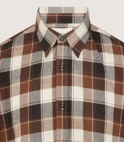 Shirts & Polos|Purdey Men's Large Flannel Check Shirt in Walnut