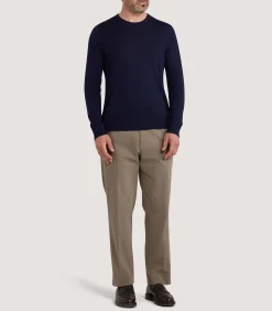 Knitwear|Purdey Men's Lightweight Travel Merino Crew Neck in Midnight