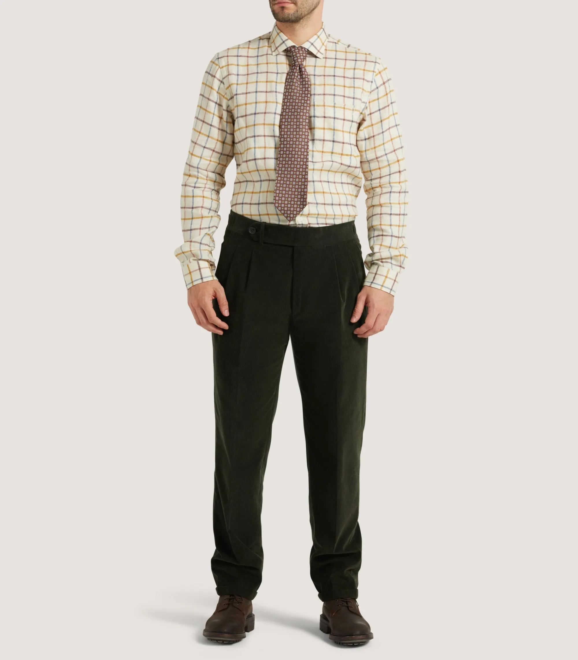 Shirts & Polos|Purdey Men's Linen Flannel Tattersall Sporting Shirt