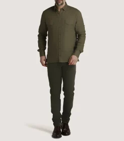 Shirts & Polos|Purdey Men's Linen Selous Safari Shirt In Forest Green