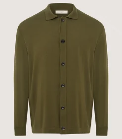 Shirts & Polos|Knitwear|Purdey Men's Loden Audley Long Sleeve Polo