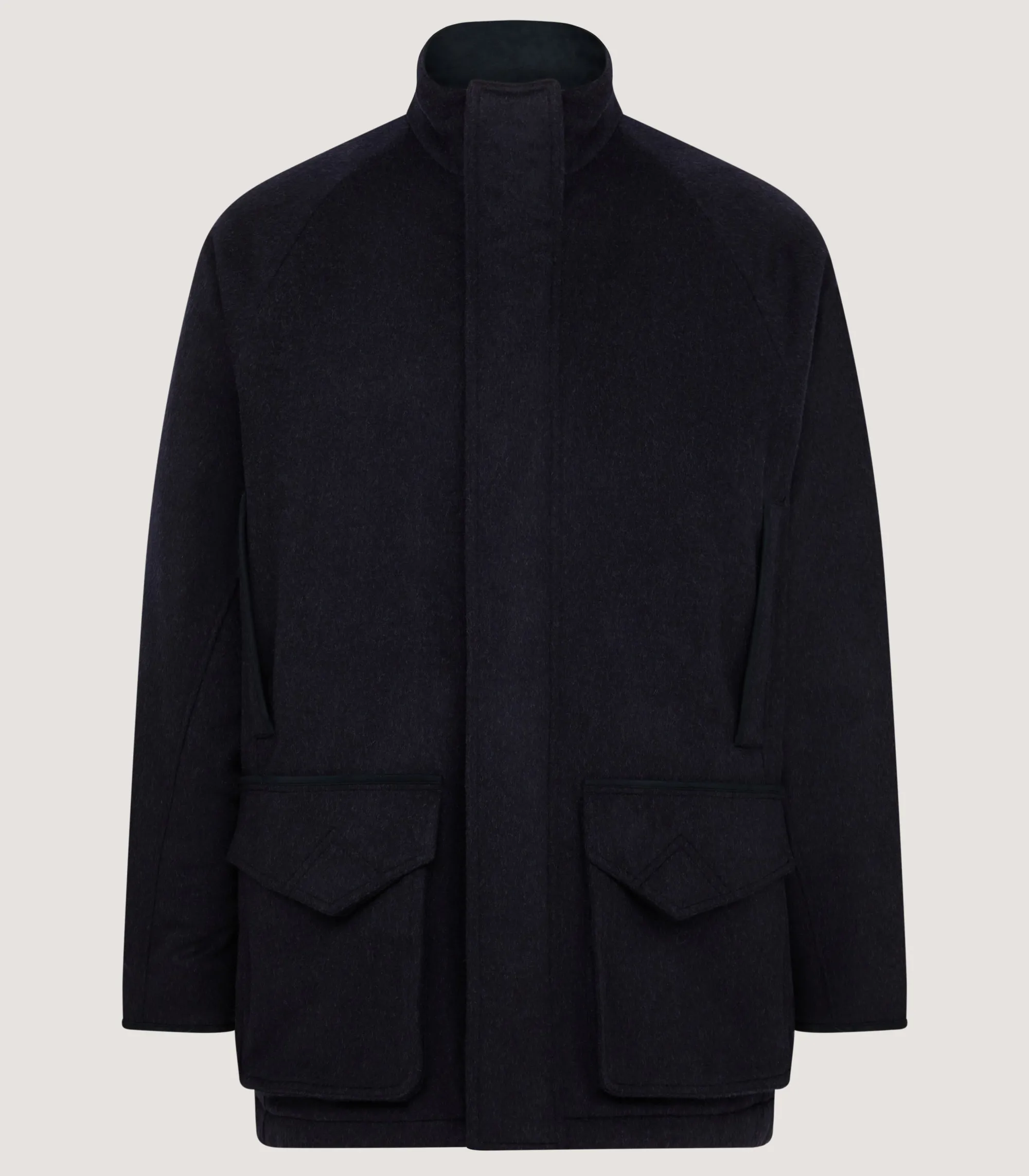 Outerwear|Field Coats|Purdey Men's Loden Raglan Field Coat in Navy
