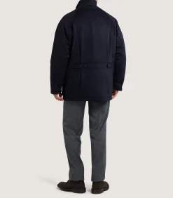 Outerwear|Field Coats|Purdey Men's Loden Raglan Field Coat in Navy
