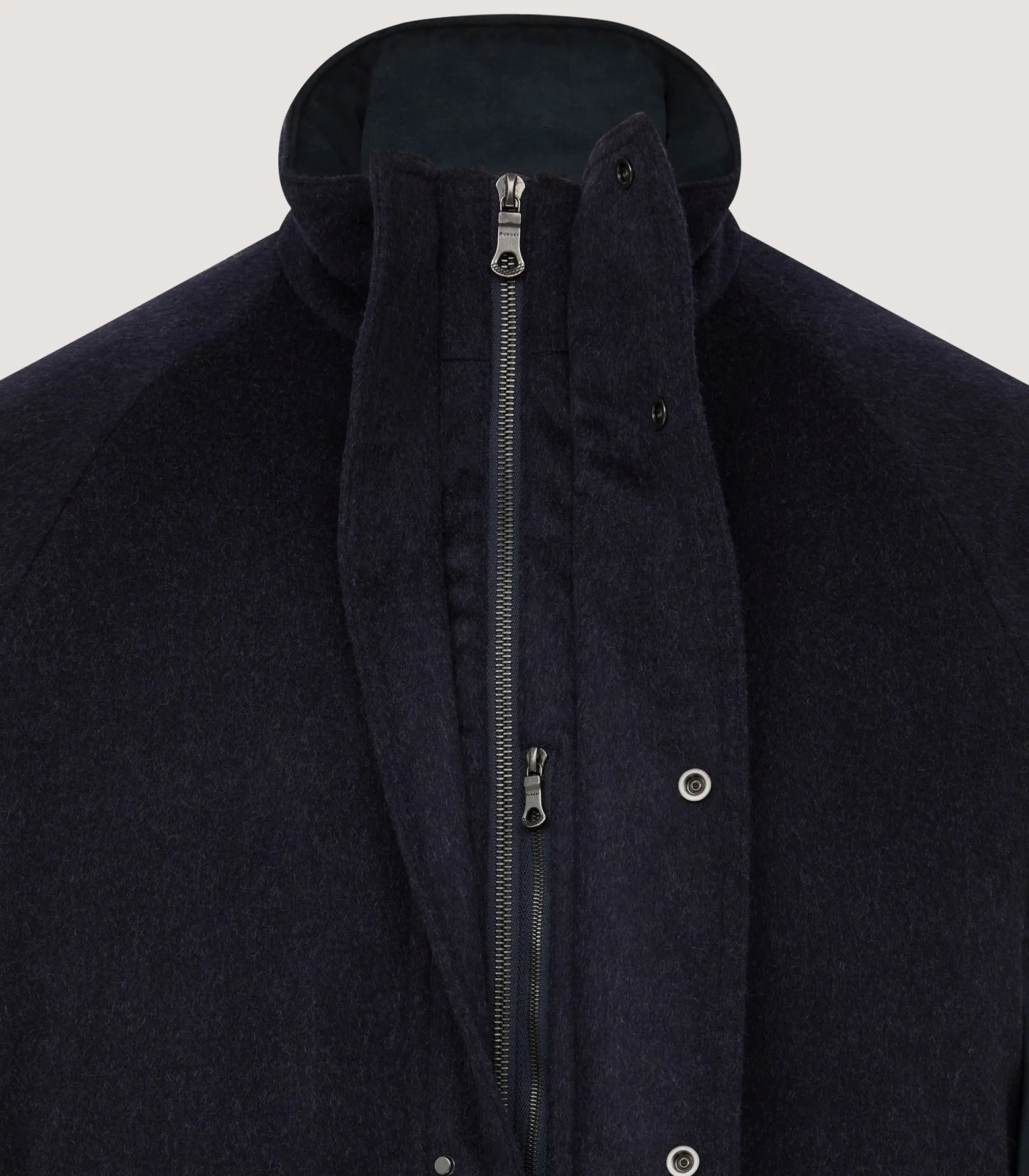 Outerwear|Field Coats|Purdey Men's Loden Raglan Field Coat in Navy