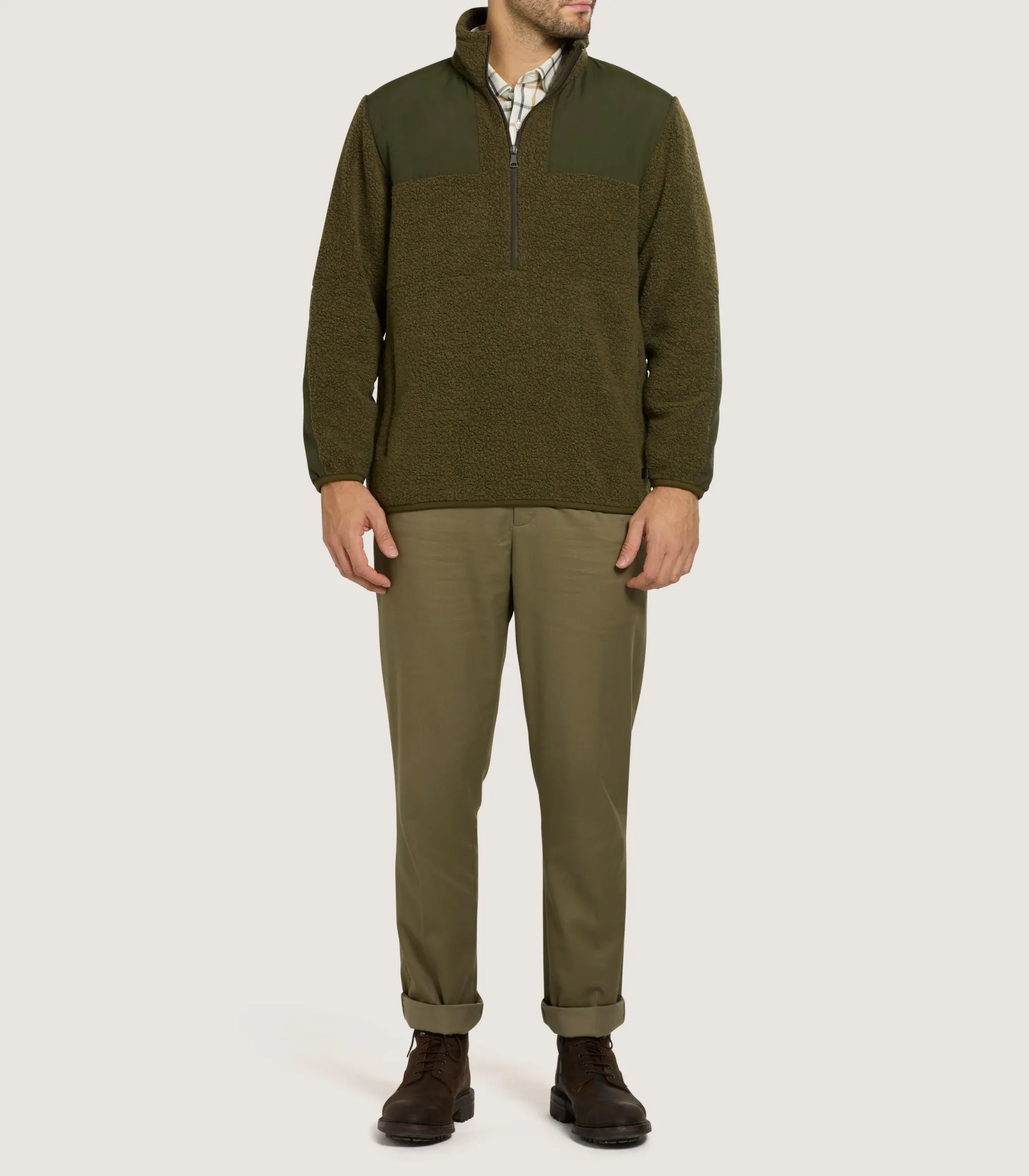Fleece & Jackets|Fleece & Jackets|Purdey Men's Merino Lux Half Zip Sporting Fleece In Lichen