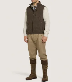 Fleece & Jackets|Sporting Vests & Gilets|Purdey Men's Merino Fleece Gilet In Walnut