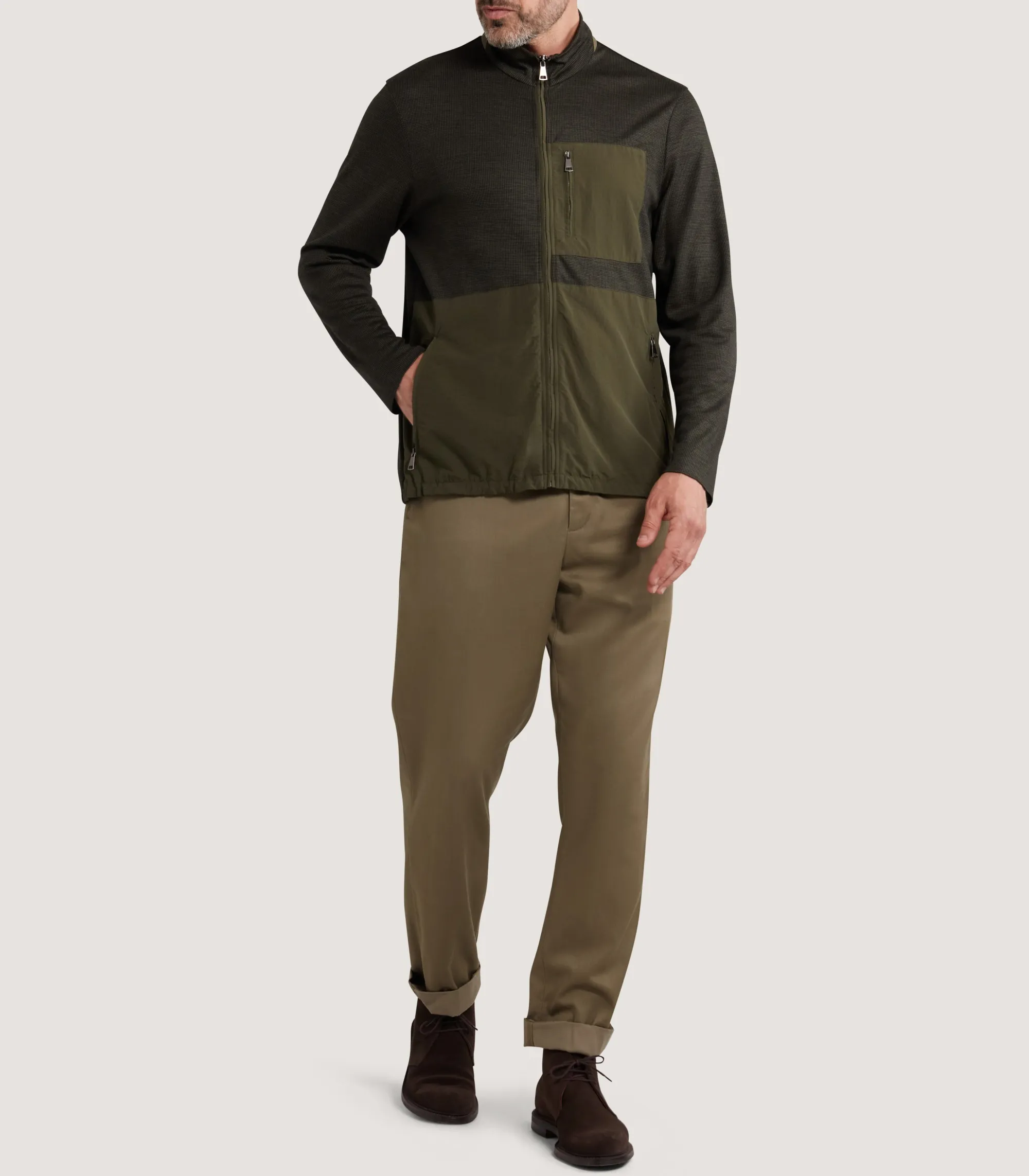 Fleece & Jackets|Purdey Men's Merino Tech Jersey Jacket in Loden