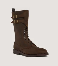 Footwear|Footwear|Purdey Men's Rough Out Nubuck Twin Strap Boot With Ridgeway Sole In Dark Brown