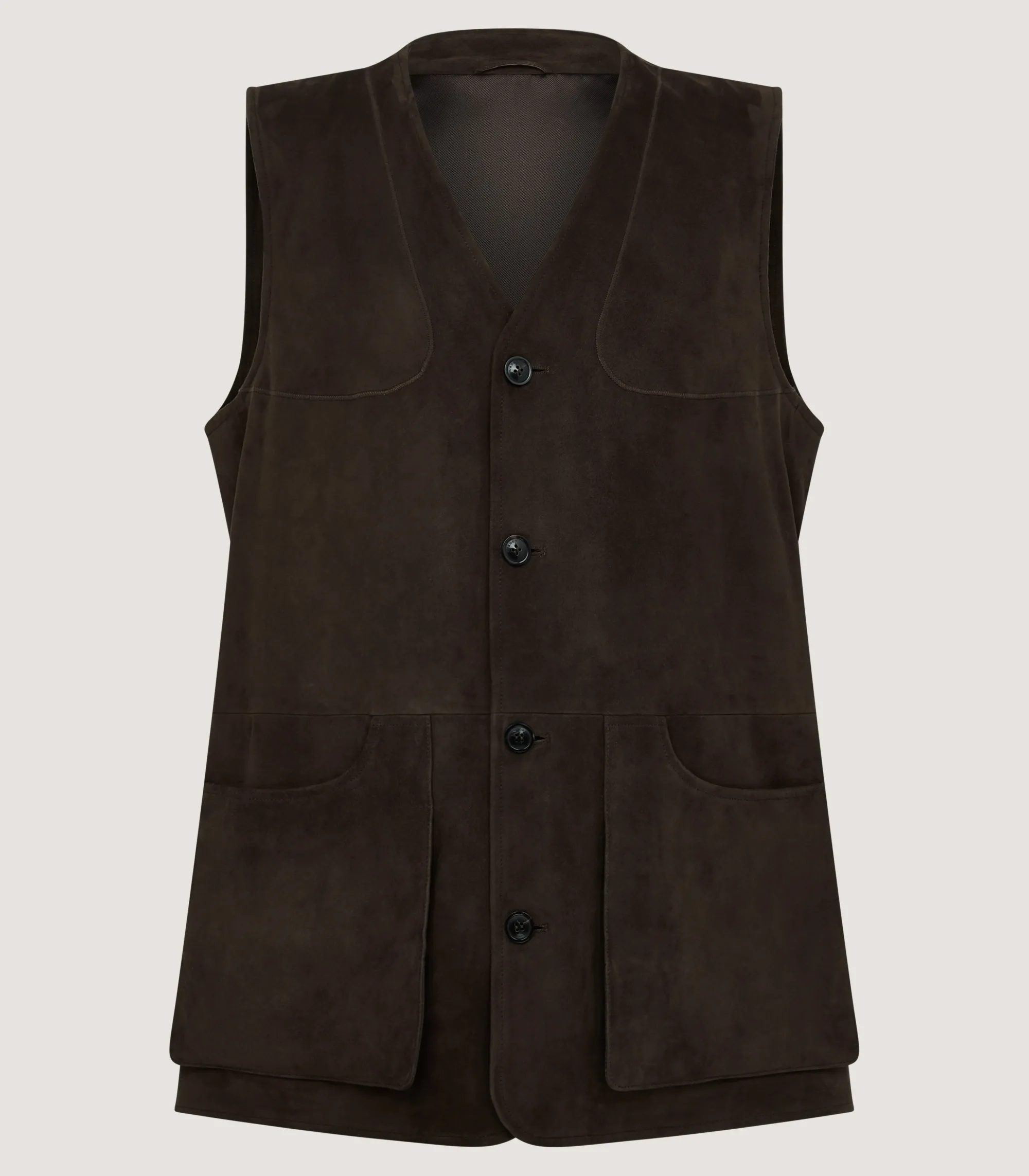 Sporting Vests & Gilets|Purdey Men's Suede Sporting Vest in Walnut