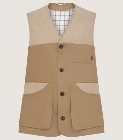 Sporting Vests & Gilets|Purdey Men's Summer Cotton Sporting Vest In Dark Taupe