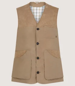 Sporting Vests & Gilets|Purdey Men's Summer Dry Wax Sporting Vest In Taupe