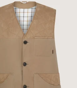 Sporting Vests & Gilets|Purdey Men's Summer Dry Wax Sporting Vest In Taupe