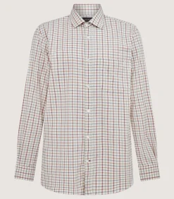 Shirts & Polos|Purdey Men's Tattersall Sporting Shirt in Audley Red