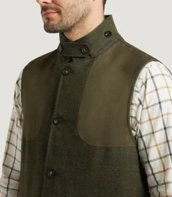 Sporting Vests & Gilets|Purdey Men's Technical Tweed High Collar Sporting Vest In Strathbeg