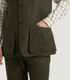 Sporting Vests & Gilets|Purdey Men's Technical Tweed High Collar Sporting Vest In Strathbeg