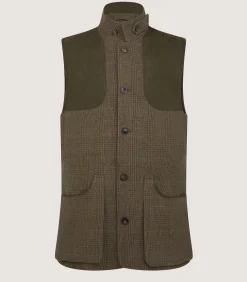 Sporting Vests & Gilets|Purdey Men's Tweed High Collar Sporting Vest In Morlich